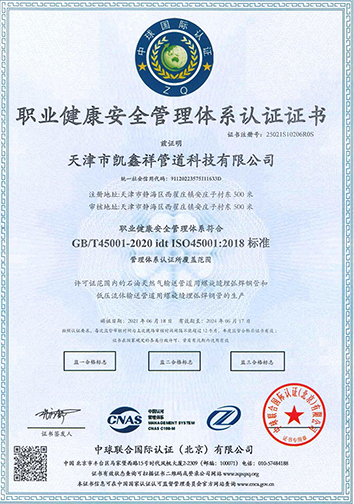 職業(yè)健康安全管理體系認(rèn)證證書